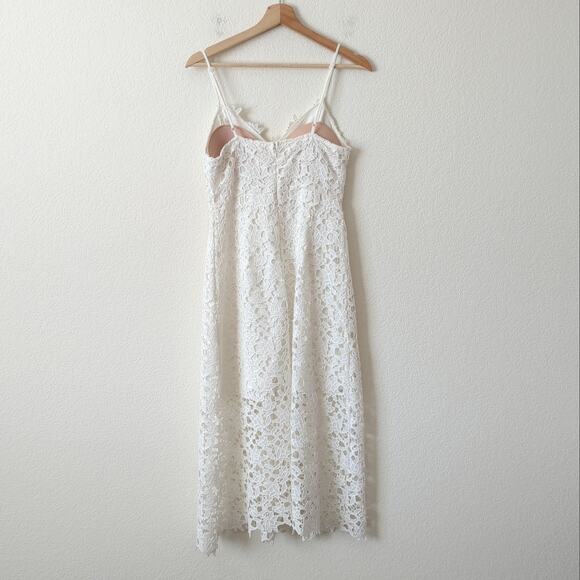 ASTR The Label Womens Lace Midi Dress White Crochet Floral Medium Summer Wedding - Picture 8 of 11